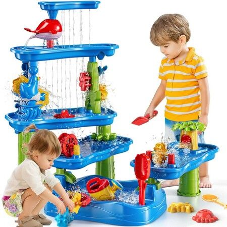 6Tier Sand Water Table  Kids   Activity Sensory Outside Toys Beach Backyard Outdoor Play Table Gift Boys Girls Summer Toys for Kids Ages 4-8