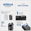 Rechargeable EDC Flashlight,Powerful RGB Flashights,400 Lumens Portable Flat Mini Flashlights,IP68 Waterproof Small Keychain Flashlight BLACK