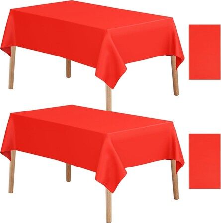 Red Plastic Table Cloth Rectangle Table 4 Pack,Tablecloth for 1.8m Tables,Table Cloth for Disposable Use,Table Cover
