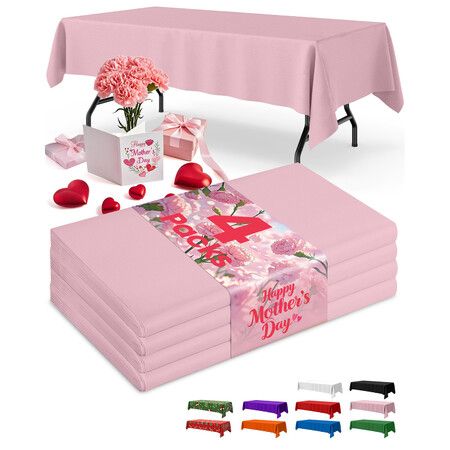 Pink Plastic Table Cloth Rectangle Table 4 Pack,Tablecloth for 1.8m Tables,Table Cloth for Disposable Use,Table Cover