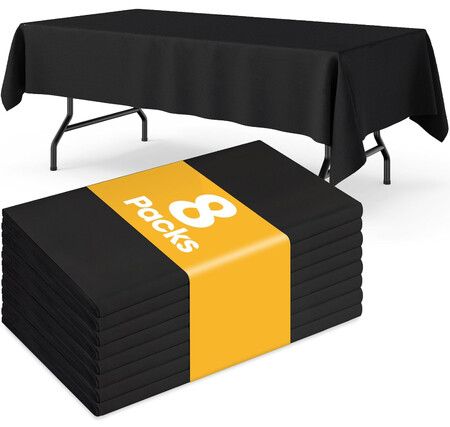 Black Plastic Table Cloth Rectangle Table 8 Pack,Tablecloth for 1.8m Tables,Table Cloth for Disposable Use,Table Cover