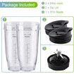 Ninja Blender Cups Replacement Parts 5 Pcs Set, 2 x 24oz Cups with Lids and 7 Fins Blade, Fits Nutri Ninja BN401 BN751 BN801 BL450 BL480 BL640 NN100