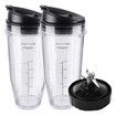 Ninja Blender Cups Replacement Parts 5 Pcs Set, 2 x 24oz Cups with Lids and 7 Fins Blade, Fits Nutri Ninja BN401 BN751 BN801 BL450 BL480 BL640 NN100