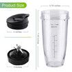 Ninja Blender Cups Replacement Parts 5 Pcs Set, 2 x 24oz Cups with Lids and 7 Fins Blade, Fits Nutri Ninja BN401 BN751 BN801 BL450 BL480 BL640 NN100