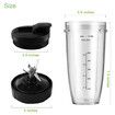 Blender Replacement Parts for Ninja, 24oz Ninja Blender Cups with ToGo Lids, 7 Fins Extractor Blade, Compatible with Nutri Ninja Auto iQ Blenders BL2012