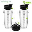 Blender Replacement Parts for Ninja, 24oz Ninja Blender Cups with ToGo Lids, 7 Fins Extractor Blade, Compatible with Nutri Ninja Auto iQ Blenders BL2012