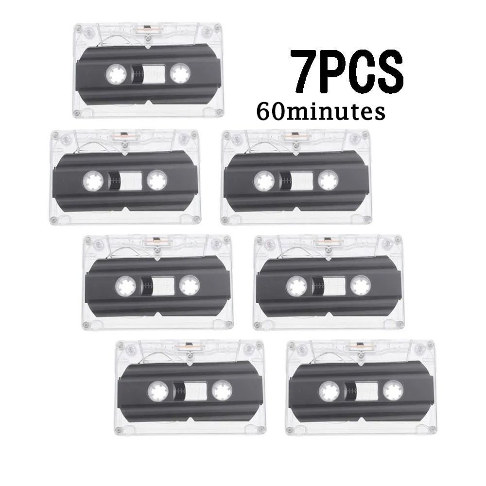 7 Pcs Blank Cassette Tapes 60 Minute Recordable Clear Audio Cassette Tape for Speech Music Recording, Audio Tapes