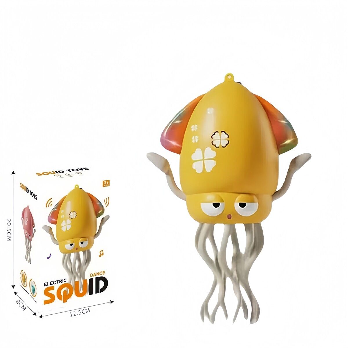 Electric Auto-Avoid Octopus Toy Dancing Squid Kids Toy LED Light Music Electric Octopus Type C Charging Christmas Gift COL Yellow