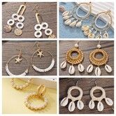 Blind Box 2Pairs Handmade Pierce Earrings Creative Bohemian Chandelier Teardrop Bead Dangle Drop Earrings Ethnic Gypsy Tassel Hoops