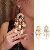 Handmade Pierce Earrings Creative Bohemian Chandelier Teardrop Bead Dangle Drop Earrings Ethnic Gypsy Tassel Hoops