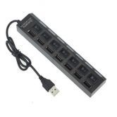 7 Ports USB Hub With ON/OFF Switch Black