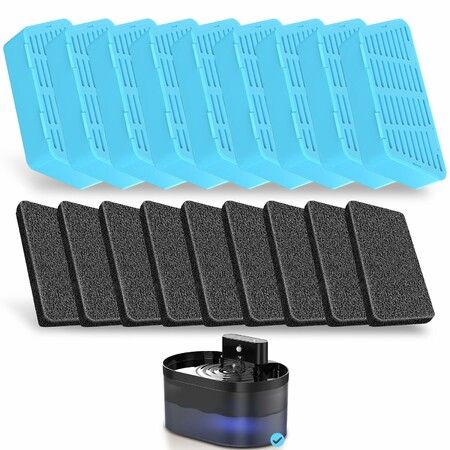 Replacement Cat Water Fountain Filters,2.2L Automatic Pet Water Fountain Replacement Filters and Sponges(9 Pack)