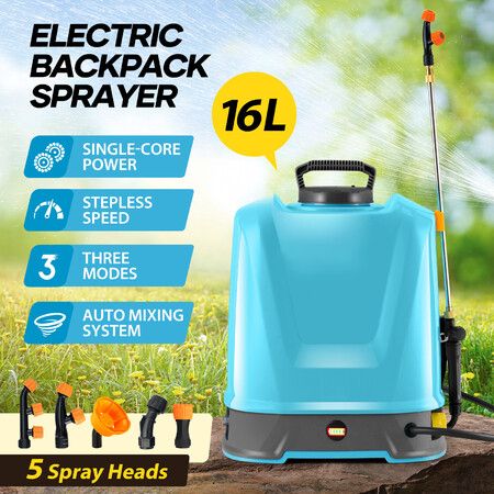 16L Electric Backpack Sprayer Disinfection Garden Watering Weed Remover 12V Rechargeable Battery Powered Herbicide Car Wash Knapsack Motor Auto Mixing