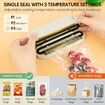 Mini Vacuum Sealer for Food,3 in 1 Cordless Rechargeable Food Sealer for Dry/Moist Food Storage with 4 Snack Bags,Heat Sealer - White