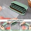 Mini Vacuum Sealer for Food,3 in 1 Cordless Rechargeable Food Sealer for Dry/Moist Food Storage with 4 Snack Bags,Heat Sealer - Green
