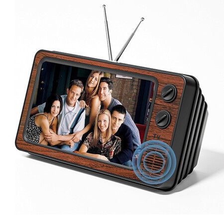 Retro TV Amplifier Phone Screen Magnifier, Gifts for Dad Mom 3D HD Mobile Phone Screen Magnifying Enlarger for Movies Videos, Brown