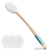 Back Lotion Applicator with 4 Replaceable Pads,Lotion Applicator,Sunscreen Applicator for Cream with 17In Curved Handle Easy to Target Back and Feet,White