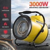 Electric Fan Heater Industrial Portable Room Space Carpet Dryer 3000W Hot Air Blower 2IN1 for Workshop Warehouse Office Fast Heating SAA Free Standing