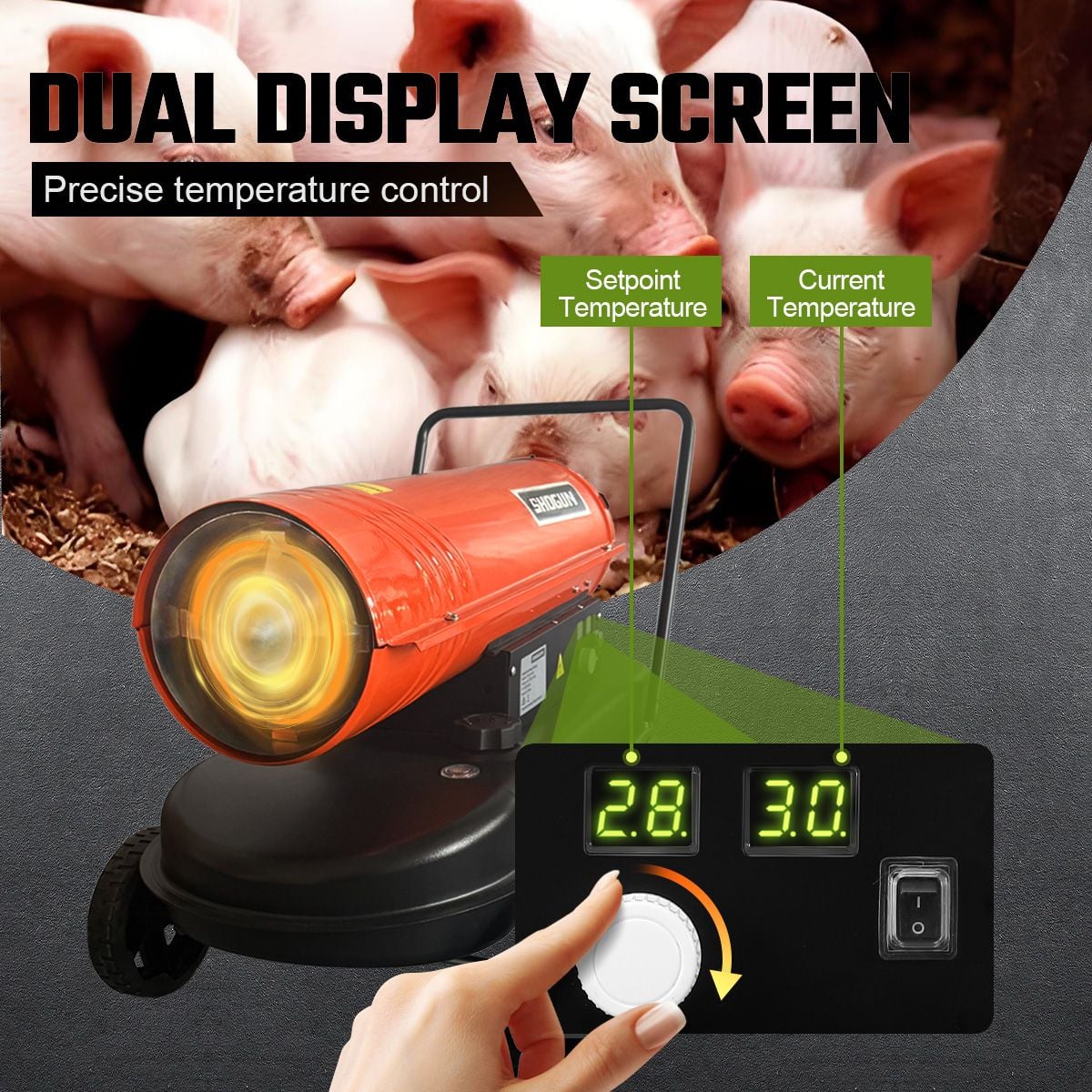 Industrial Fan Heater 38kW Diesel Kerosene Space Portable for Workshop Warehouse Shed Garage Greenhouse Office Fast Heating Warm Hot Air Forced Blower