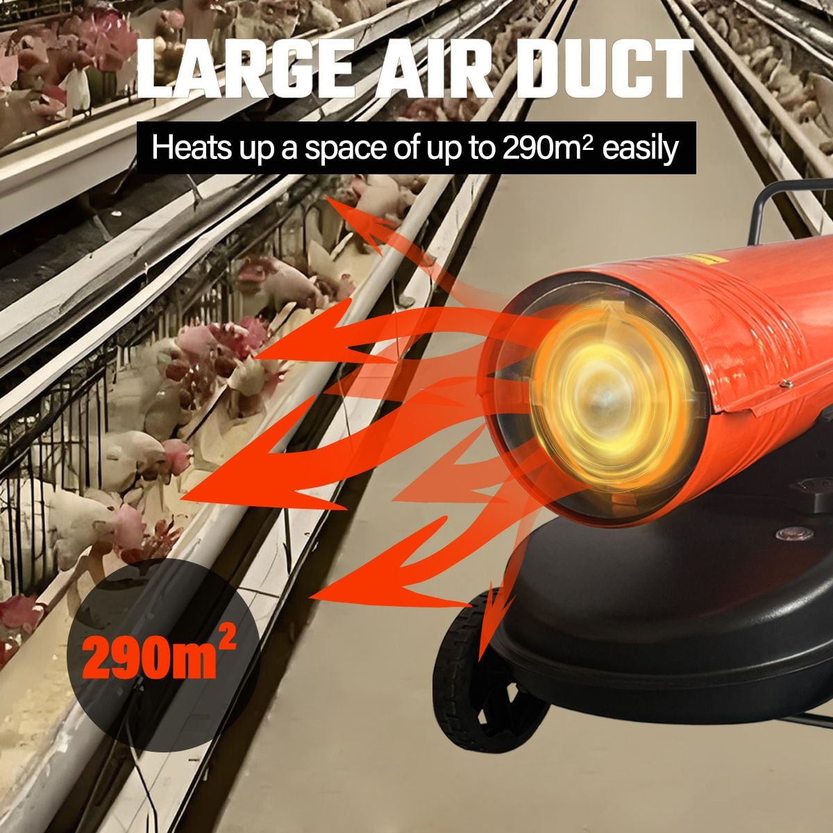 Industrial Fan Heater 38kW Diesel Kerosene Space Portable for Workshop Warehouse Shed Garage Greenhouse Office Fast Heating Warm Hot Air Forced Blower