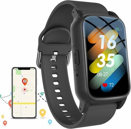 Elderly Smart Watch With Fall Detection,SOS Positioning Bracelet Tracker,Alert Devices SPersonal Alarm With Emergency Assist Button,Black
