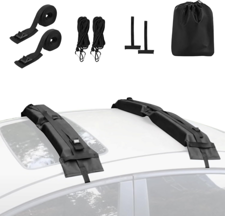 Universal Soft Car Roof Rack Pads for Kayak,Surfboards,Snowboards,SUP,Canoes,Ladder,with Tie-Down Straps and Storage Bag