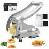 French Fry Cutter Stainless Steel Potato Slicer with 2 Blades No-Slip Base Cutter Vegetables Potato Slicer for Cutting Carrots,Cucumbers