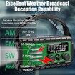 20000mWh Emergency Radio, Portable Hand Crank SW/AM/FM Survival Radio with Fast Charge Rechargeable Solar Battery, Flashlight for Outdoor Home (Green)