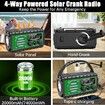 20000mWh Emergency Radio, Portable Hand Crank SW/AM/FM Survival Radio with Fast Charge Rechargeable Solar Battery, Flashlight for Outdoor Home (Green)