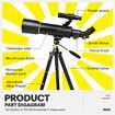 Telescope, 70mm Aperture 400mm AZ Mount Astronomical Refracting Telescopes 20x to 200x for Kids and Men Women, Black