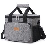 15L Large Crossbody Lunch Bag Insulated Lunch Box Cooler Cooling Tote With Insulated Layer for Picnic,Work,School,Travel Color Grey