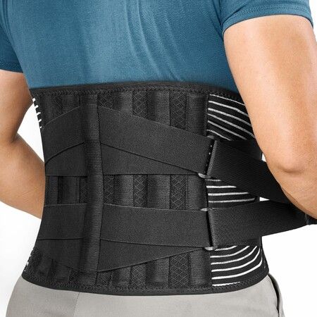Back Braces for Lower Back with 6 Stays,Breathable Back Support Belt,Anti-skid lumbar support belt with 16-hole Mesh for sciatica Size:Large
