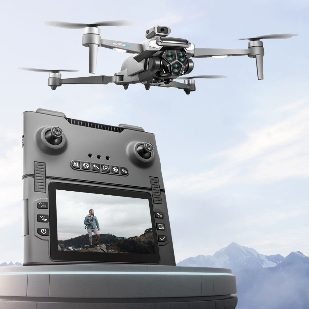 5G 4K Triple Cameras Drone Foldable 4.3inch Screen Obstacle Avoidance LED Light Flow Hover Batteries 2.4GHz Antiinterference Christmas Gift