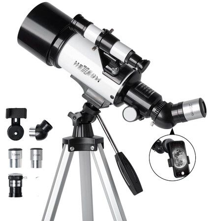 Astronomical Telescope 70mm Aperture 120 Zoom AZ Mount FMC Green Film Optics Portable Tripod Phone Adapter Red Dot Star Finder Christmas Birthday Kids Gift