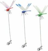 3 Pack Dragonfly Dragonfly Clip,3D Dragonfly Garden Stakes Decor,Dragonfly Humming Bird Stakes,Deer and Horse Fly Deterrent