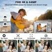 Digital Camera,Digital Camera 4K 44MP, Compact Point and Shoot Digital Cameras, 64 GB SD Card, Vintage Digital Camera for Kids Boys Girls, Silver