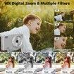 Digital Camera,Digital Camera 4K 44MP, Compact Point and Shoot Digital Cameras, 64 GB SD Card, Vintage Digital Camera for Kids Boys Girls, Silver
