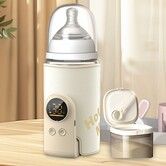 Portable Fast Heating Travel Bottle Milk Warmer,Wireless Fast Charging,6 Levels Adjustable with Night Light Universal Baby Bottle Heat Keeper
