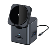 9 In 1 Laptop Docking Station Compatible with MagSafe Type-C With PD 100W Output,3x USB 3.0 Fast Transmission,15W Wireless Charging,HDMI,SD,TF Slot-Black