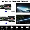 LED Torch with Fluorescent Strong Lighting Flashlight with Power Display,6 Lighting Modes Waterproof Torches for Hiking,Camping