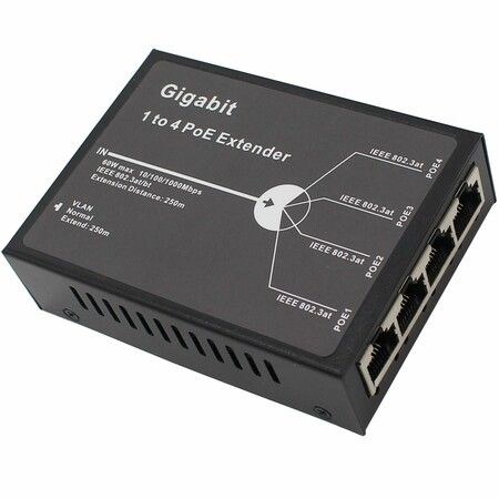 Gigabit POE Extender 4 Channel PoE Repeater 100/250m Extension 10/100/1000Mbps IEEE 802.3at PoE Amplifier Ethernet Switch