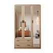 Mirrored Wardrobe Cabinet Armoire Closet Bedroom Clothes Storage Organiser Drawers Full Length Mirrors Wooden Furniture Hanging Rails 110x50x180cm Oak