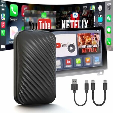 Wireless CarPlay Adapter, Apple CarPlay and Android Auto Wireless Adapter, Magic Video Box Supports Netflix, YouTube, Play Store