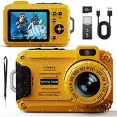 Waterproof Camera, 48MP Digital Camera Underwater with 32GB TF Card, 2.8 inch IPS Screen 33FT Waterproof for Snorkeling, Surfing, Rafting