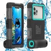 Waterproof Underwater Snorkeling Diving Phone Case for iPhone 16, 15, 14, 13, 12, 11 Pro Max Mini and Galaxy 15m Photo Video Cover, Blue