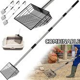38CM Large Chicken Poop Scooper,110-176CM Long with Ergonomic Grip,Multifunctional Sand Sifting Scoop for Chicken Coop,Goat Run,Stable Cleaning