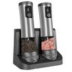 Electric Salt and Pepper Grinder Set with Charging Base, LED Display,Variable Grinding Speed Rechargeable Stainless Steel Automatic Pepper Mill