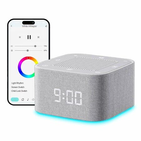 Sound Machine Alarm Clock 32 Soothing Sounds White Noise Machine,Night Lights Bluetooth Speaker,APP Control with Dimmable Clock for Teens
