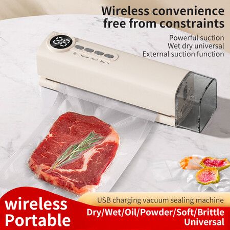 Mini Handheld Wireless Electric Vacuum and Inflation Food Sealer Electric Battery-Powered Bag for Home Use Preservation Sealing