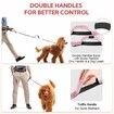 Hands Free Dog Leash, Adjustable Waist Belt with Double Padded Handles,Retractable Bungee for Medium Large Dogs for Dog Walking Running(Pink)